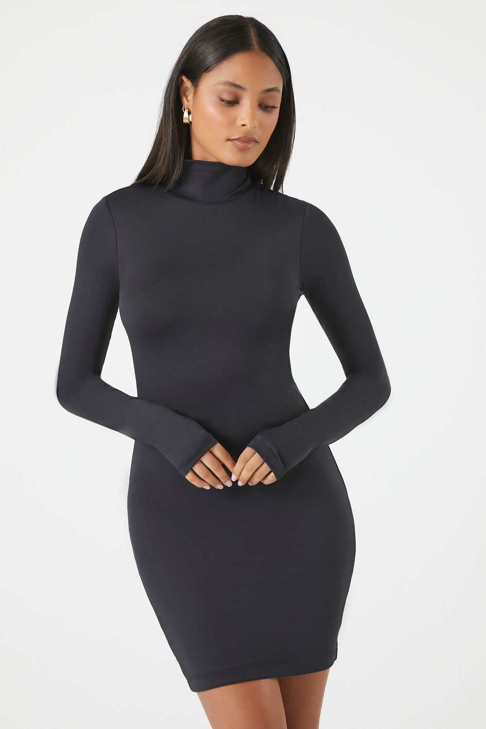 Turtleneck Contour Sculpt Mini Dress - Image 2