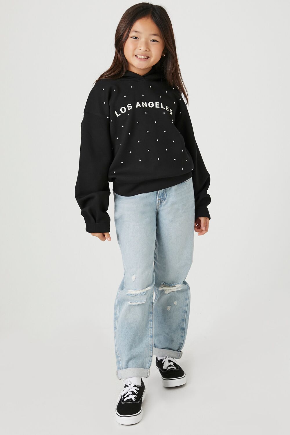 Girls Rhinestone Los Angeles Hoodie (Kids) - Image 4
