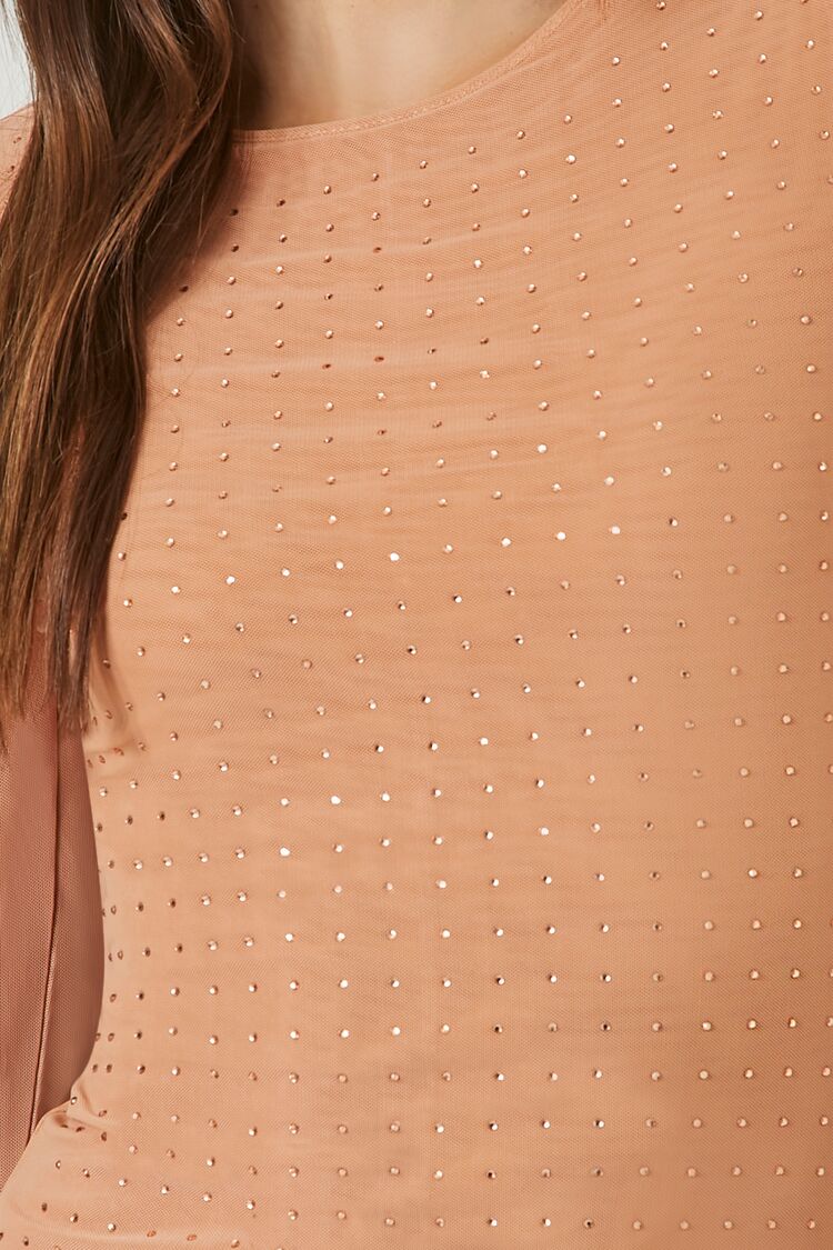 Mesh Rhinestone Mini Dress - Image 5