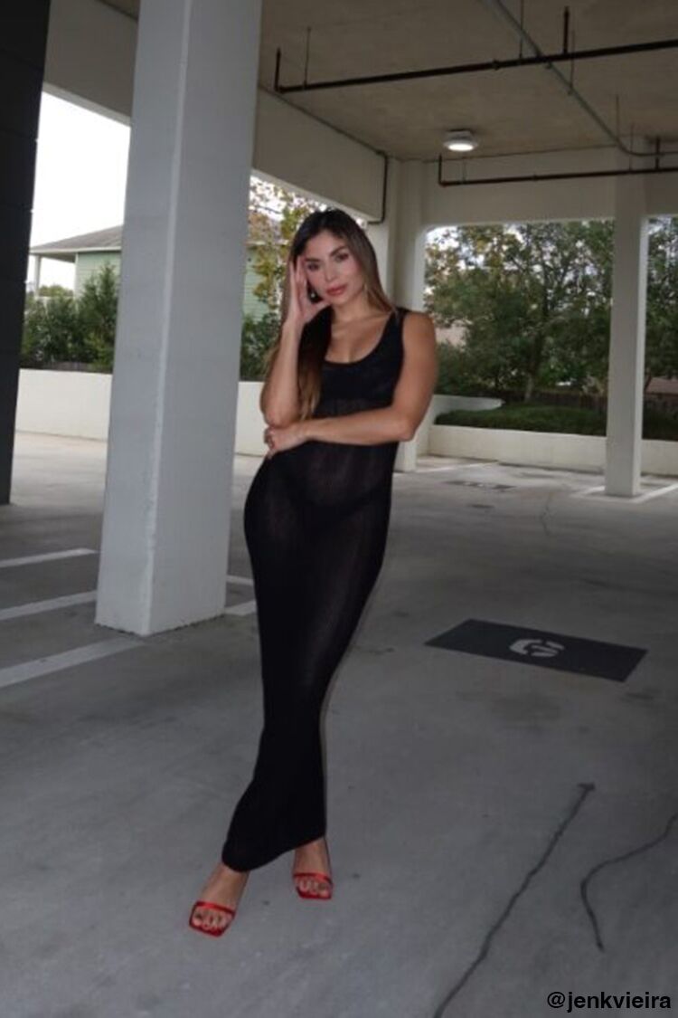 Sheer Bodycon Midi Sweater Dress