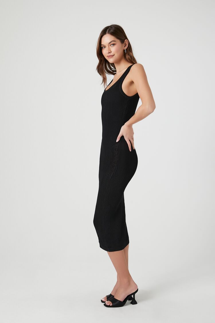 Sheer Bodycon Midi Sweater Dress - Image 2