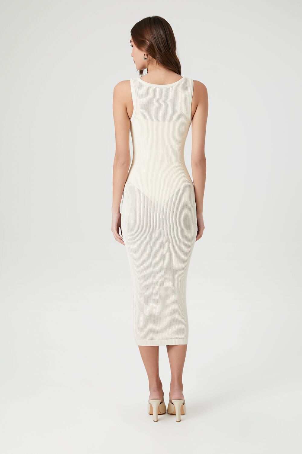 Sheer Bodycon Midi Sweater Dress - Image 9