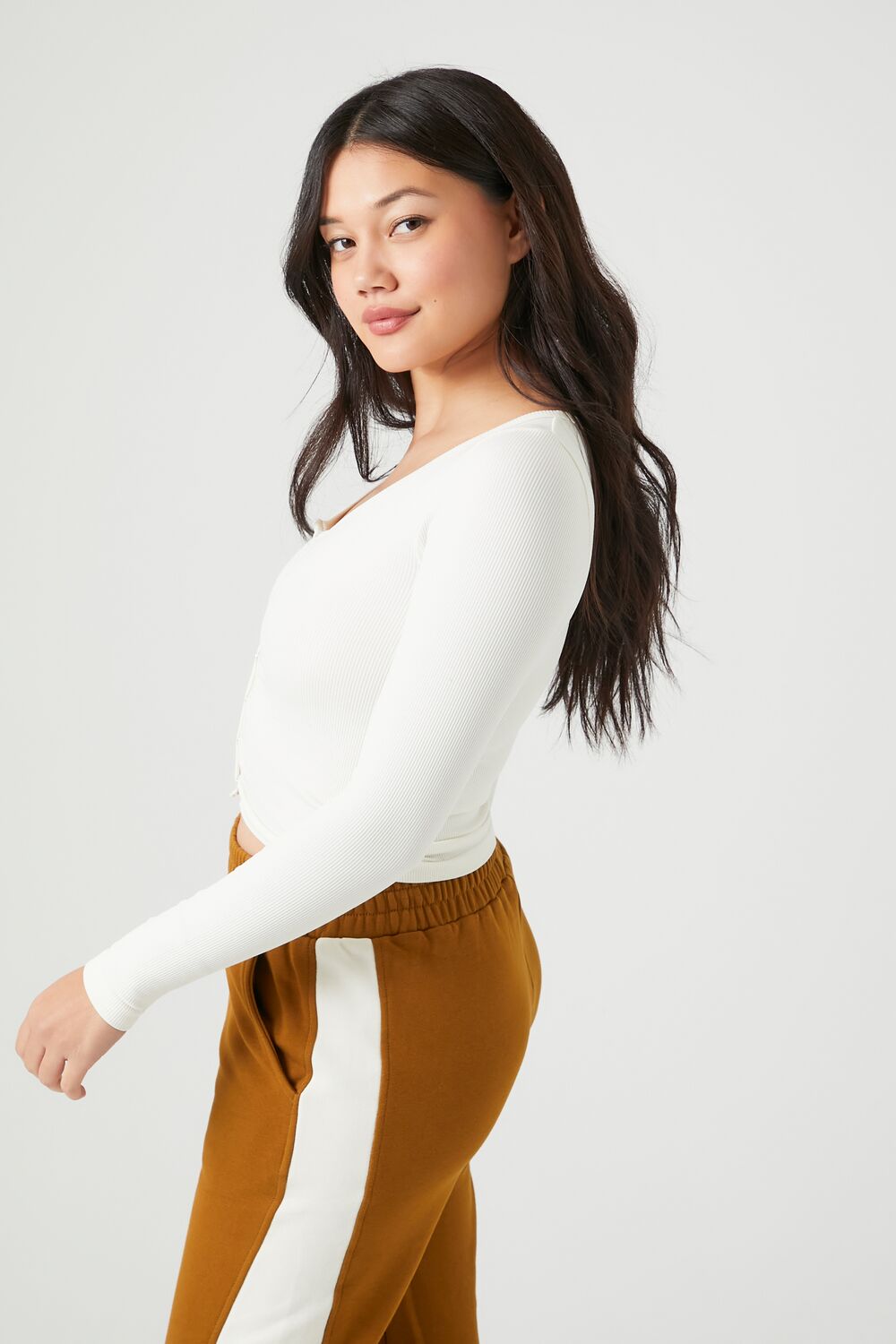 Seamless Ribbed Knit Crop Top - Image 2