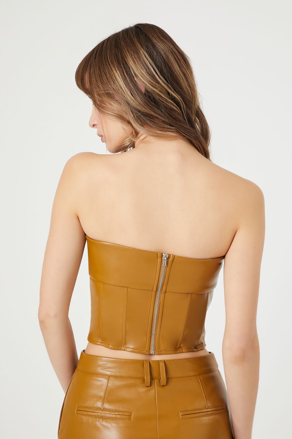 Faux Leather Cropped Tube Top - Image 8