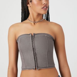 Cropped Zip-Up Tube Top
