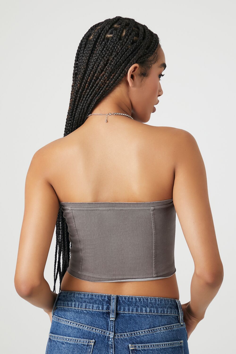 Cropped Zip-Up Tube Top - Image 3