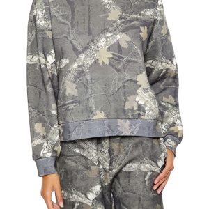 Fleece Leaf Print Pullover