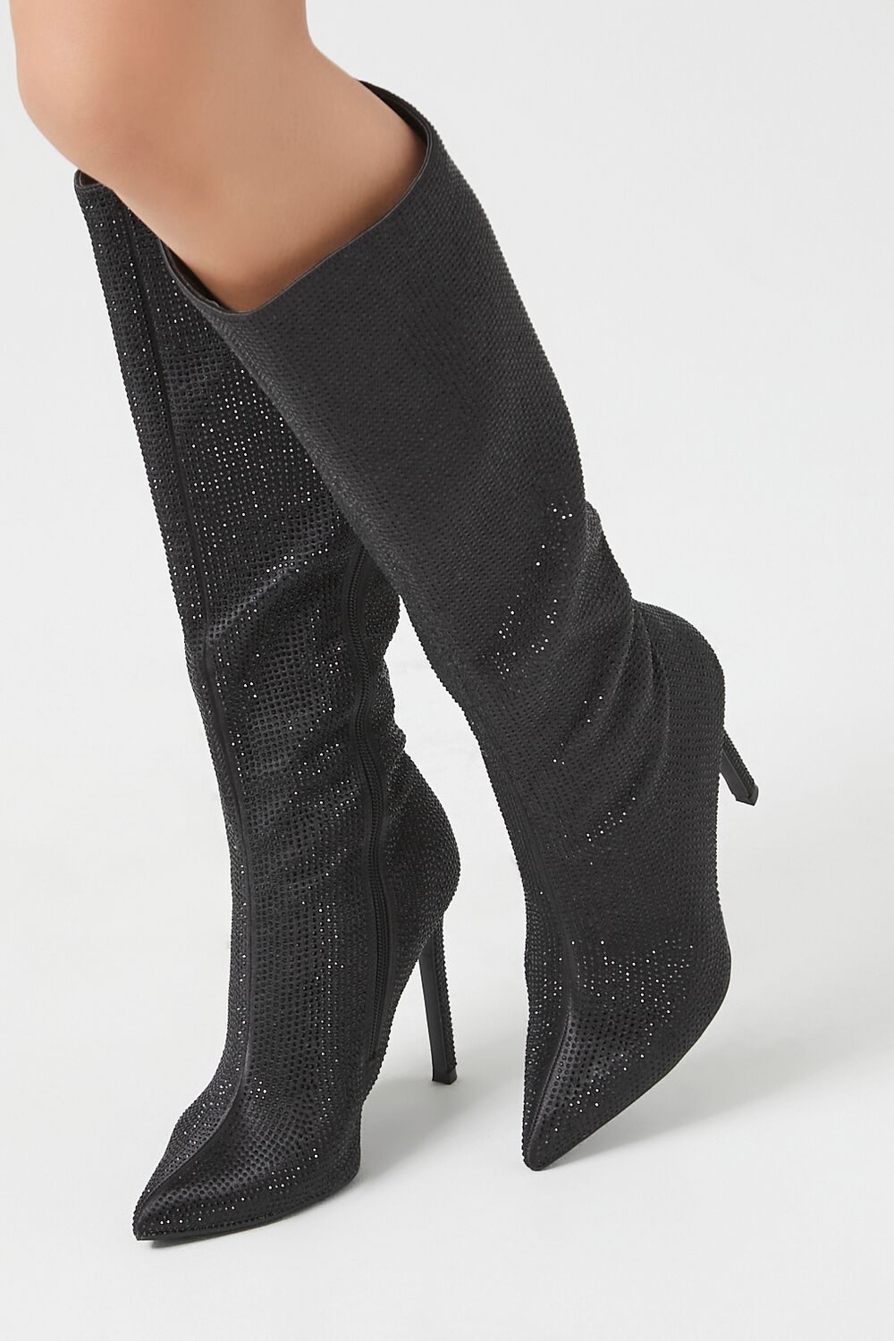 Pointed Rhinestone Stiletto Boots