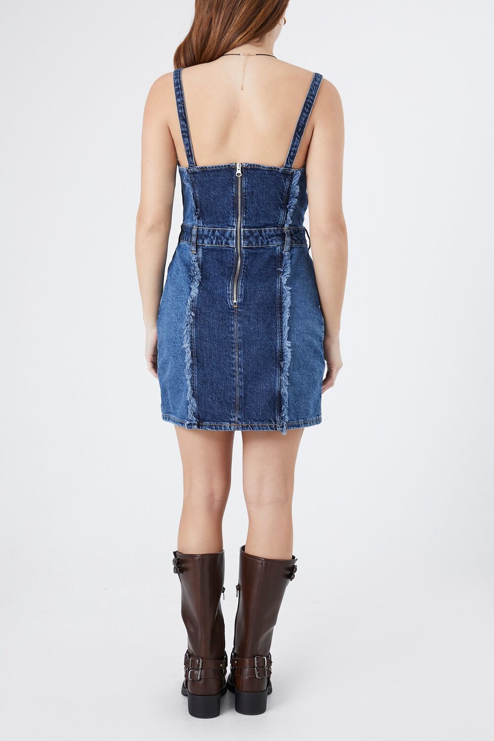 Frayed Colorblock Denim Dress - Image 3
