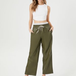 Faux Leather Drawstring Pants