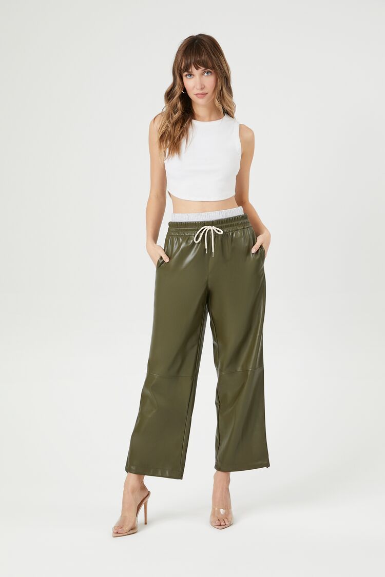 Faux Leather Drawstring Pants