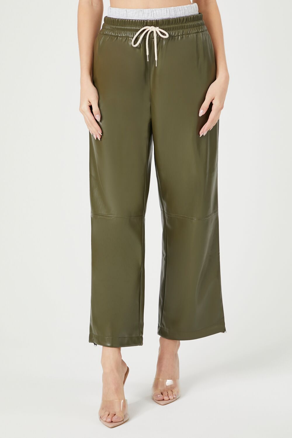 Faux Leather Drawstring Pants - Image 2