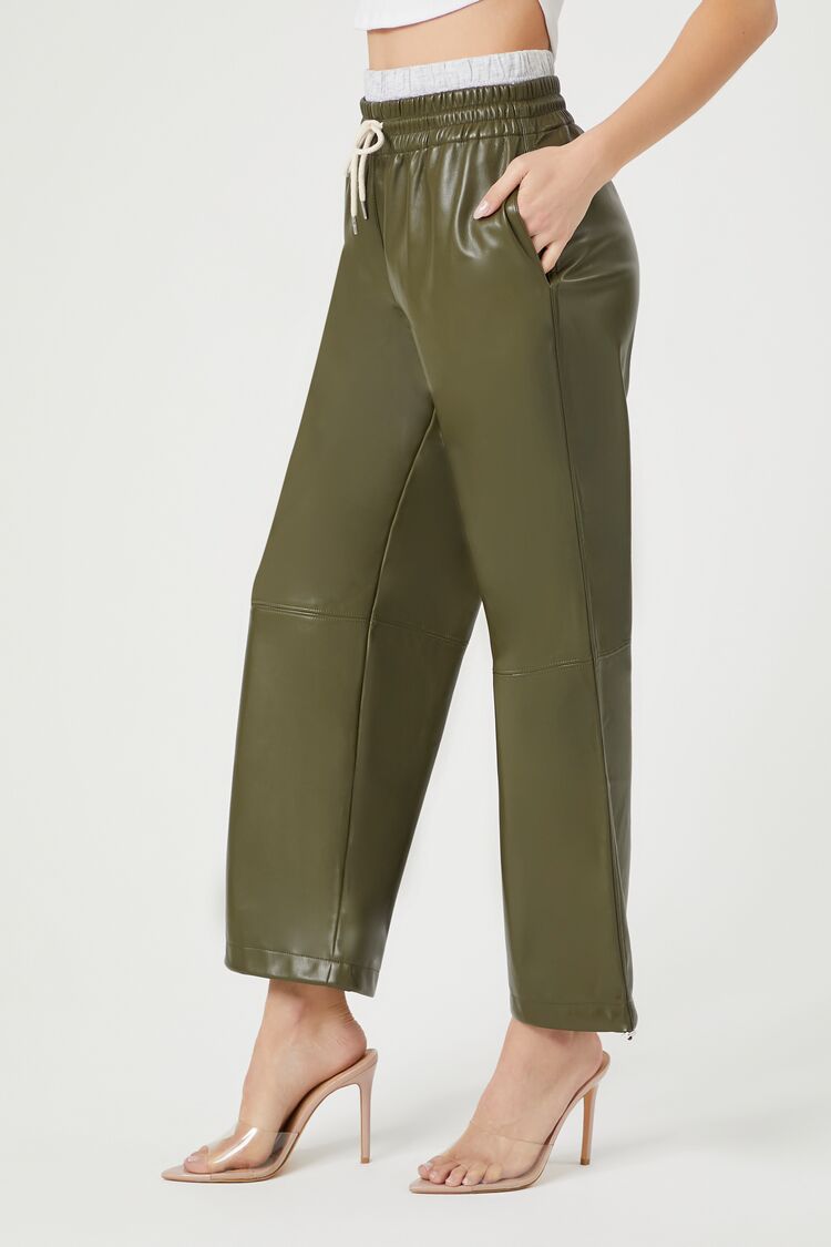Faux Leather Drawstring Pants - Image 3
