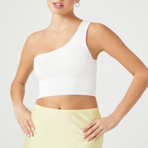 Sweater-Knit One-Shoulder Crop Top