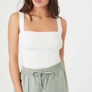 Ribbed Sweater-Knit Bodysuit