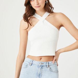 Sweater-Knit Crisscross Crop Top