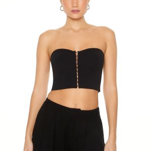 Cropped Sweater-Knit Tube Top