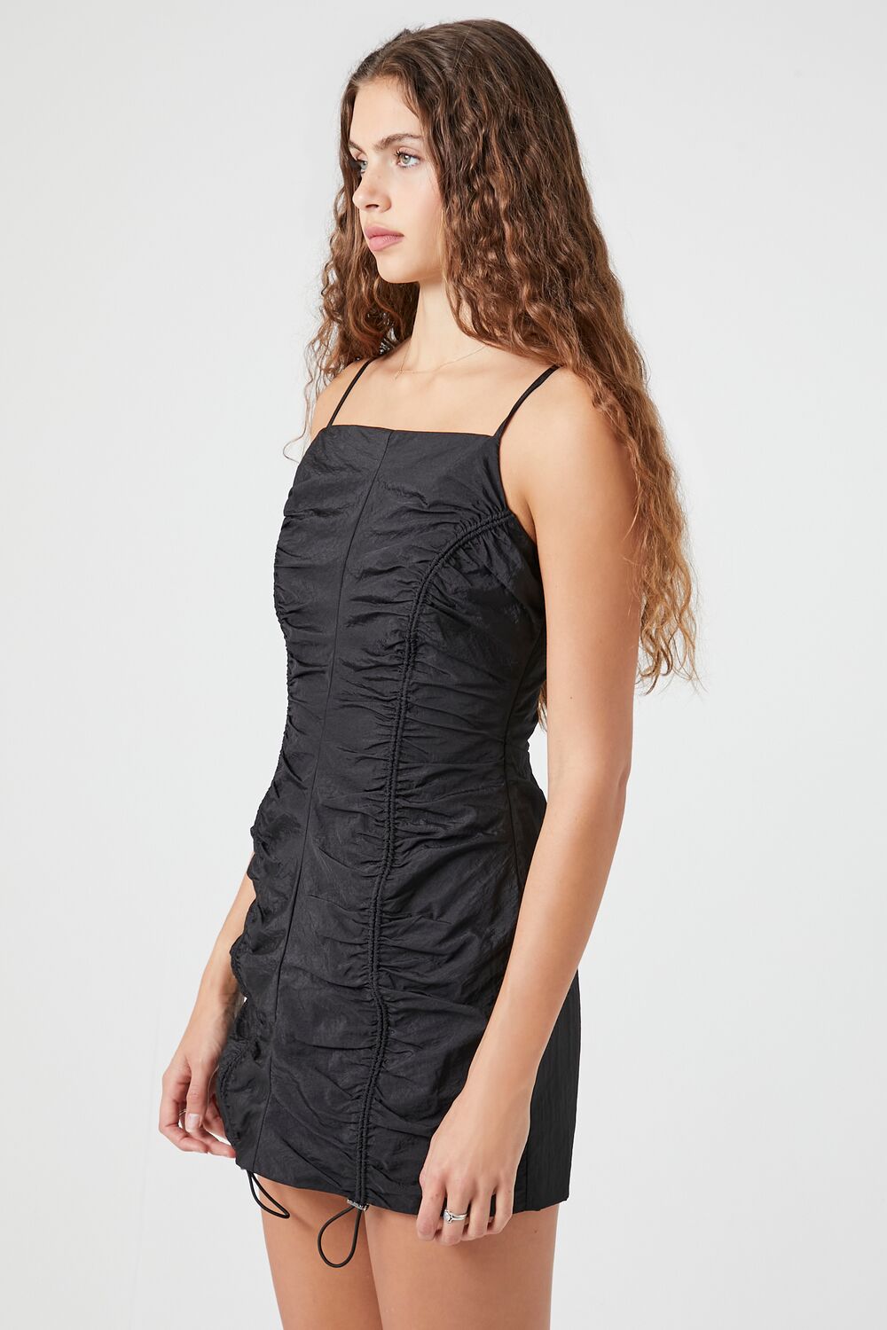 Ruched Toggle Drawstring Mini Dress - Image 2
