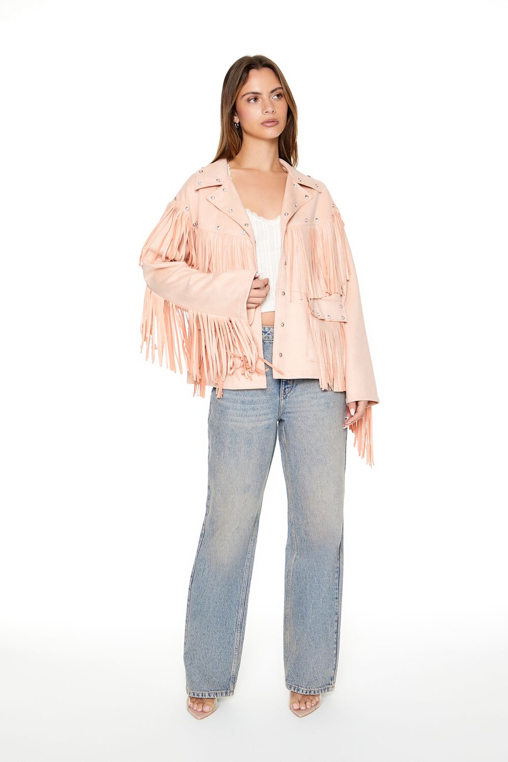 Fringe Faux Suede & Gem Jacket - Image 4