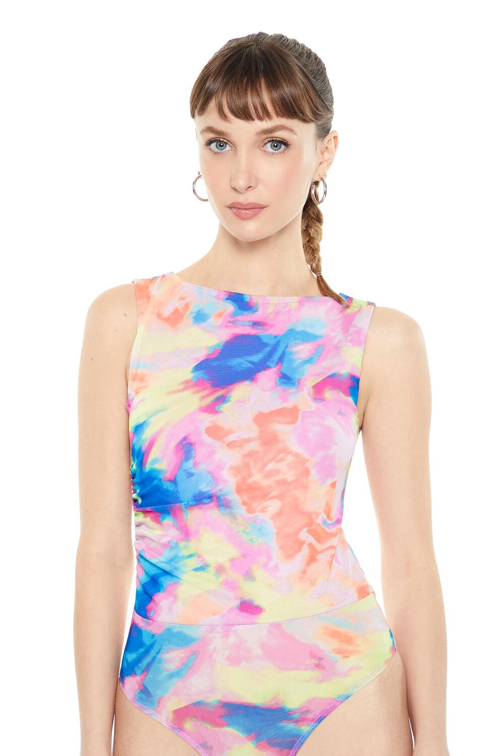 Ruched Tie-Dye Mesh Bodysuit - Image 5