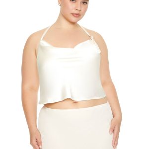 Plus Size Satin Halter Top