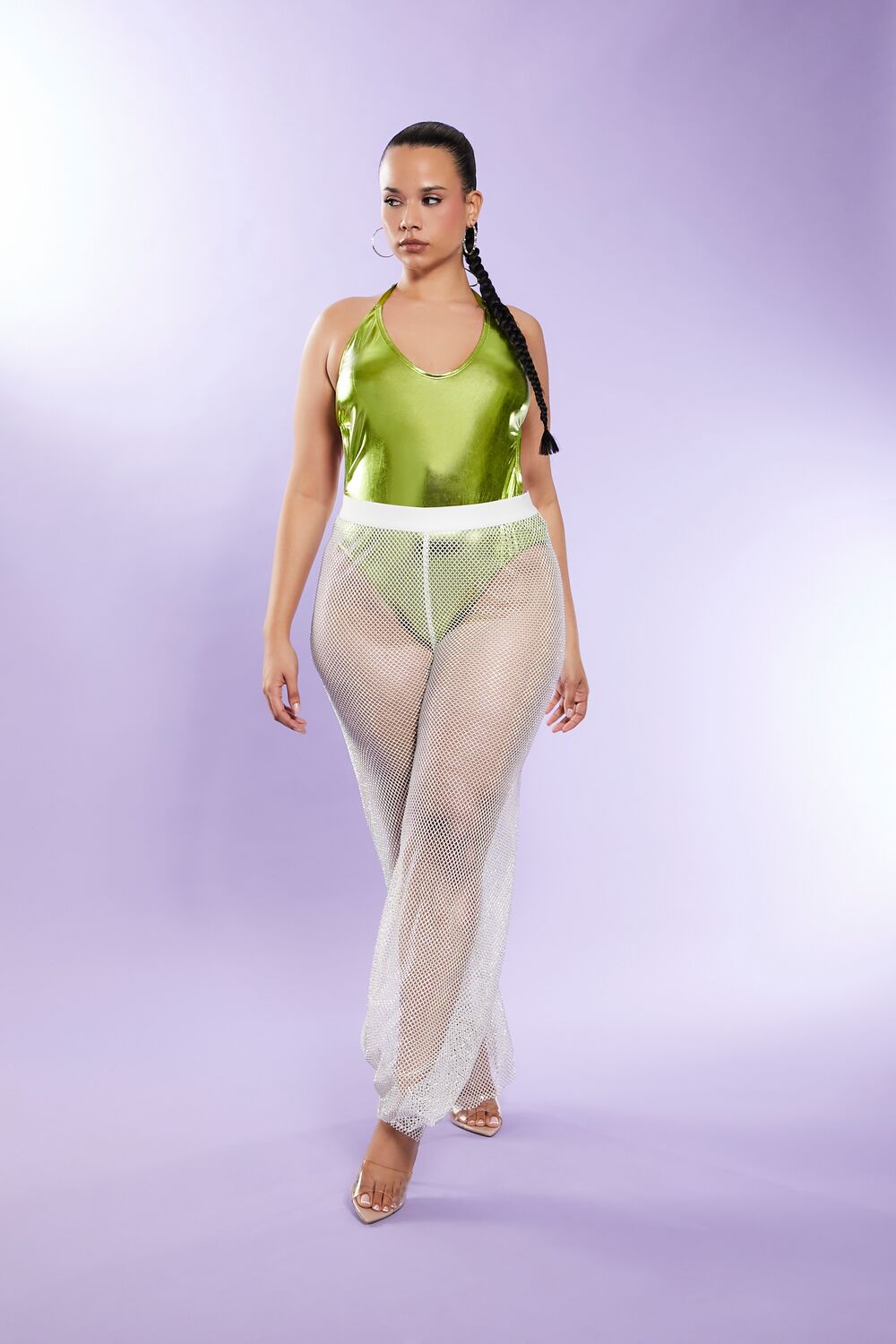 Plus Size Rhinestone Wide-Leg Pants