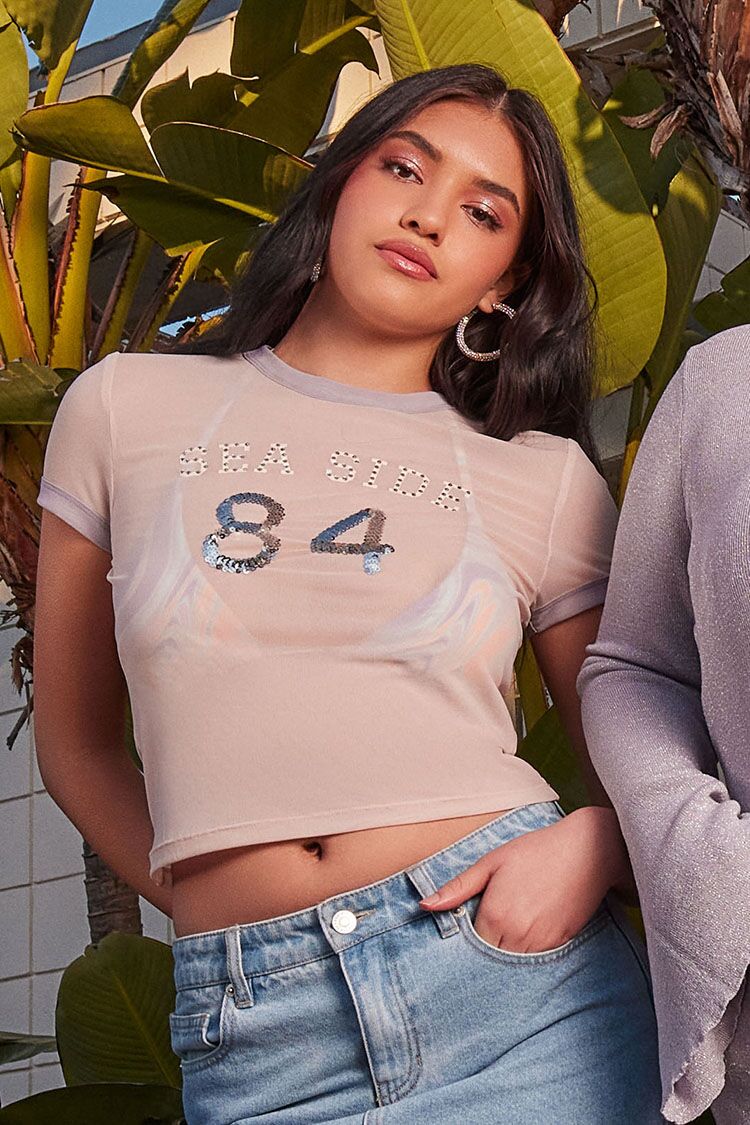 Sea Side Sequin Ringer Tee