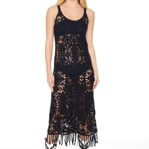 Crochet Fringe Midi Dress