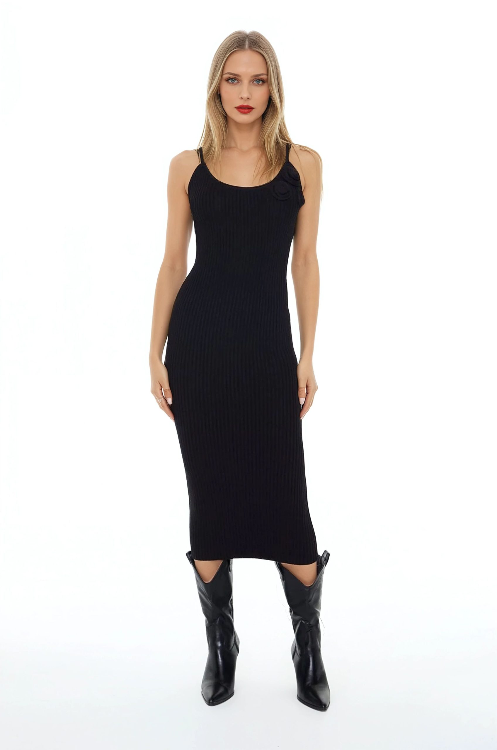 Crochet Rosette Cami Midi Dress