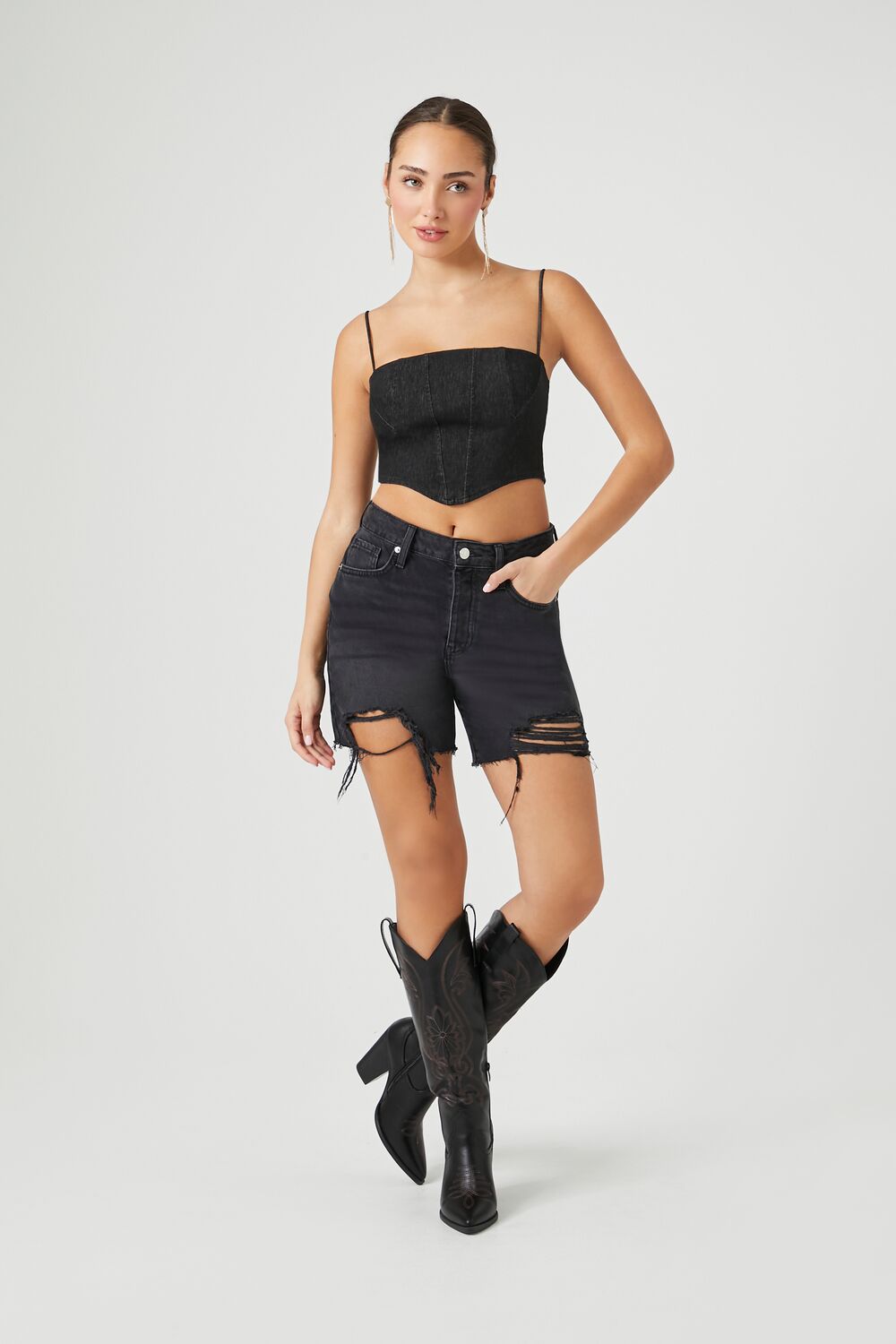 Denim Cropped Cami - Image 4