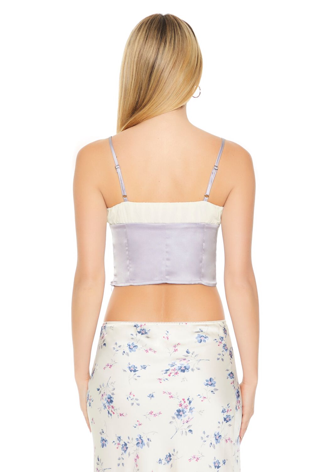 Cropped Satin Colorblock Cami - Image 8