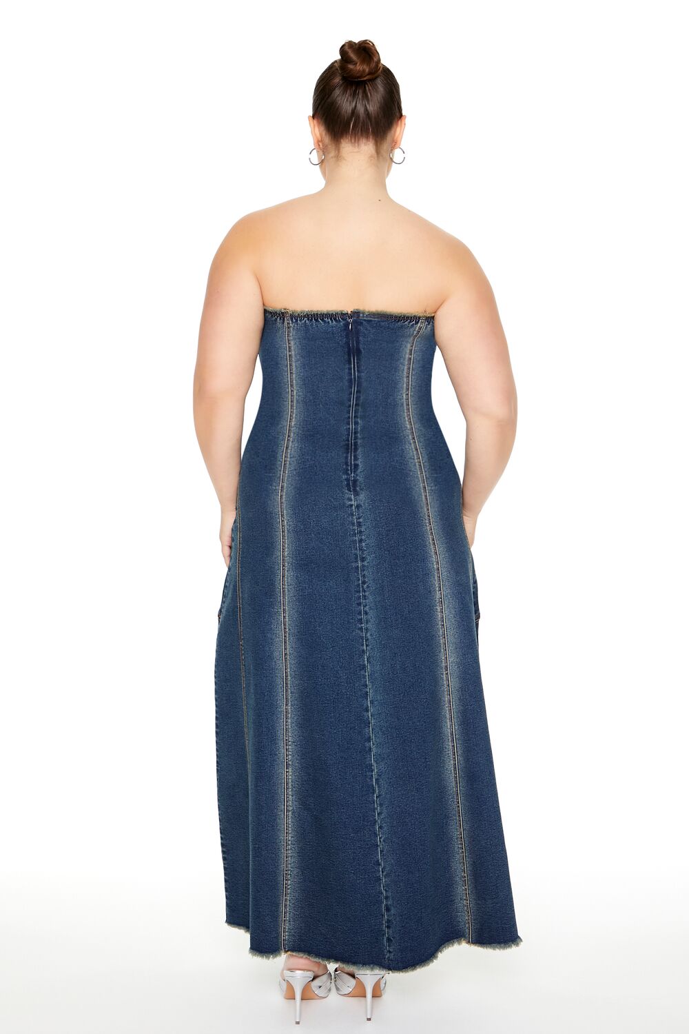 Plus Size Strapless Denim Maxi Dress - Image 3