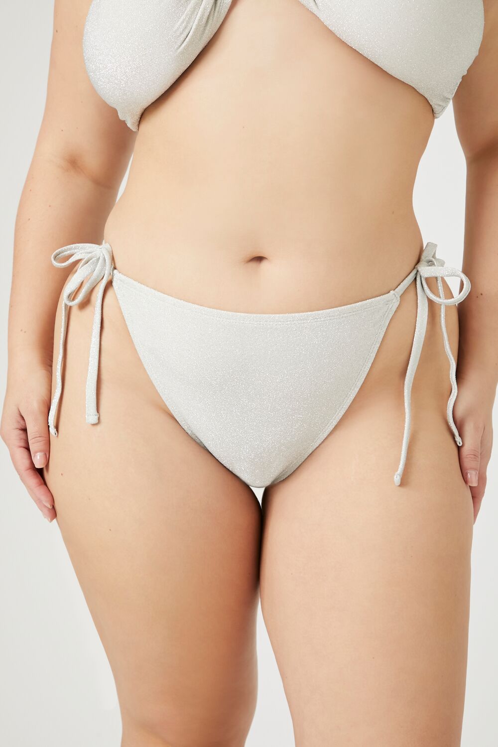 Plus Size Glitter Knit String Bikini Bottoms - Image 2