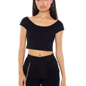 Cropped Boat-Neck Tee