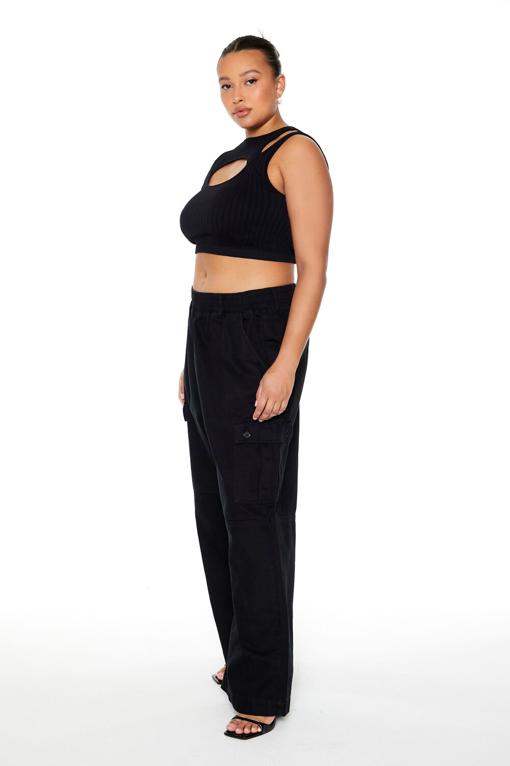 Plus Size Twill Wide-Leg Cargo Pants - Image 2