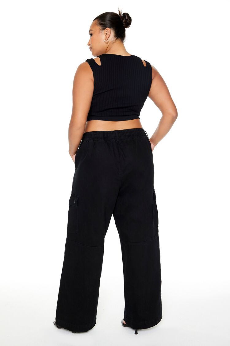 Plus Size Twill Wide-Leg Cargo Pants - Image 3