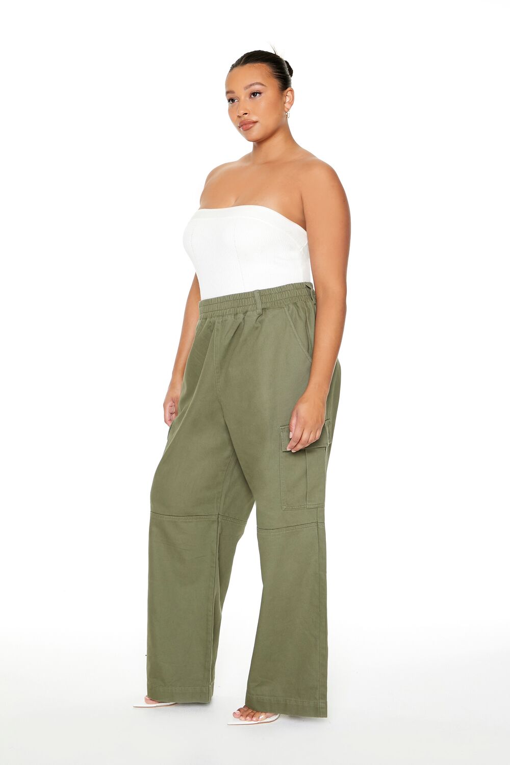 Plus Size Twill Wide-Leg Cargo Pants - Image 10