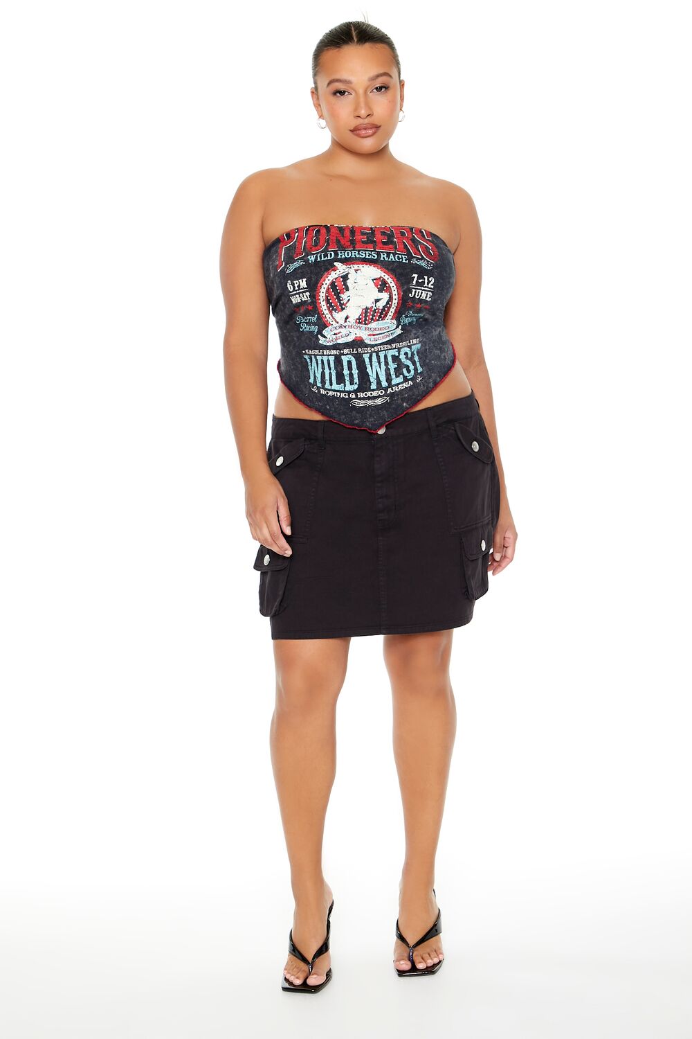 Plus Size Twill Cargo Mini Skirt