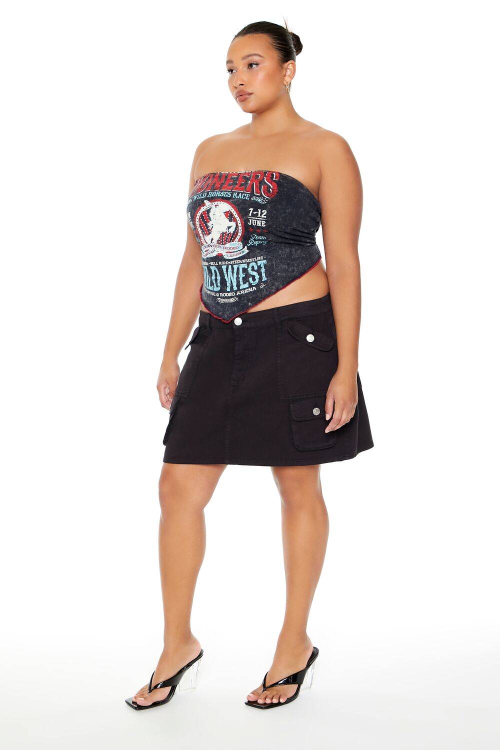 Plus Size Twill Cargo Mini Skirt - Image 2