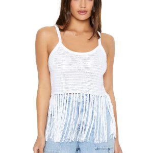 Crochet Sweater-Knit Fringe Cami
