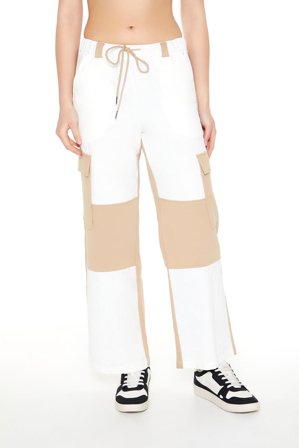 Colorblock Drawstring Cargo Joggers - Image 4