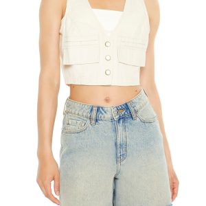 Cropped Twill Cargo Vest