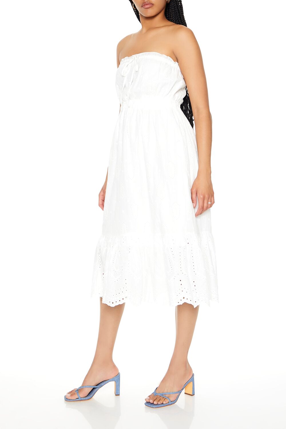 Strapless Eyelet Bow Midi Dress - Image 2