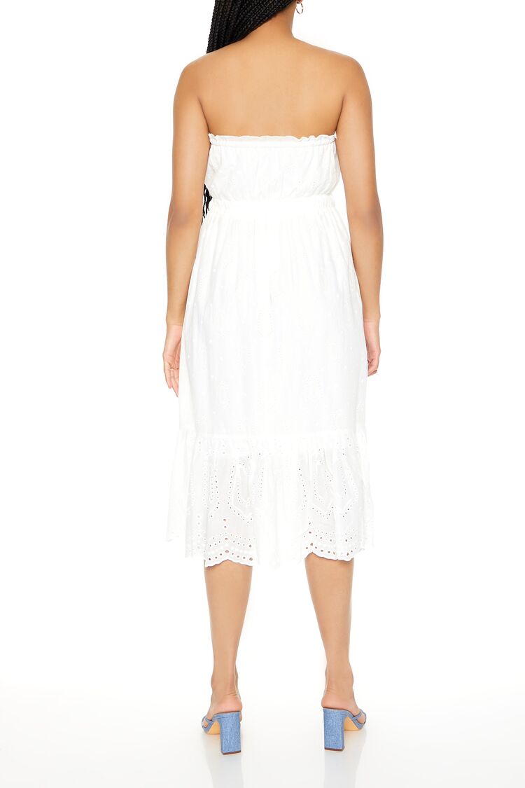 Strapless Eyelet Bow Midi Dress - Image 3