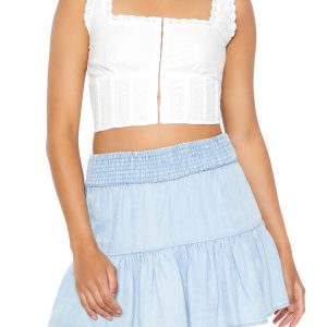 Lace-Trim Corset Crop Top
