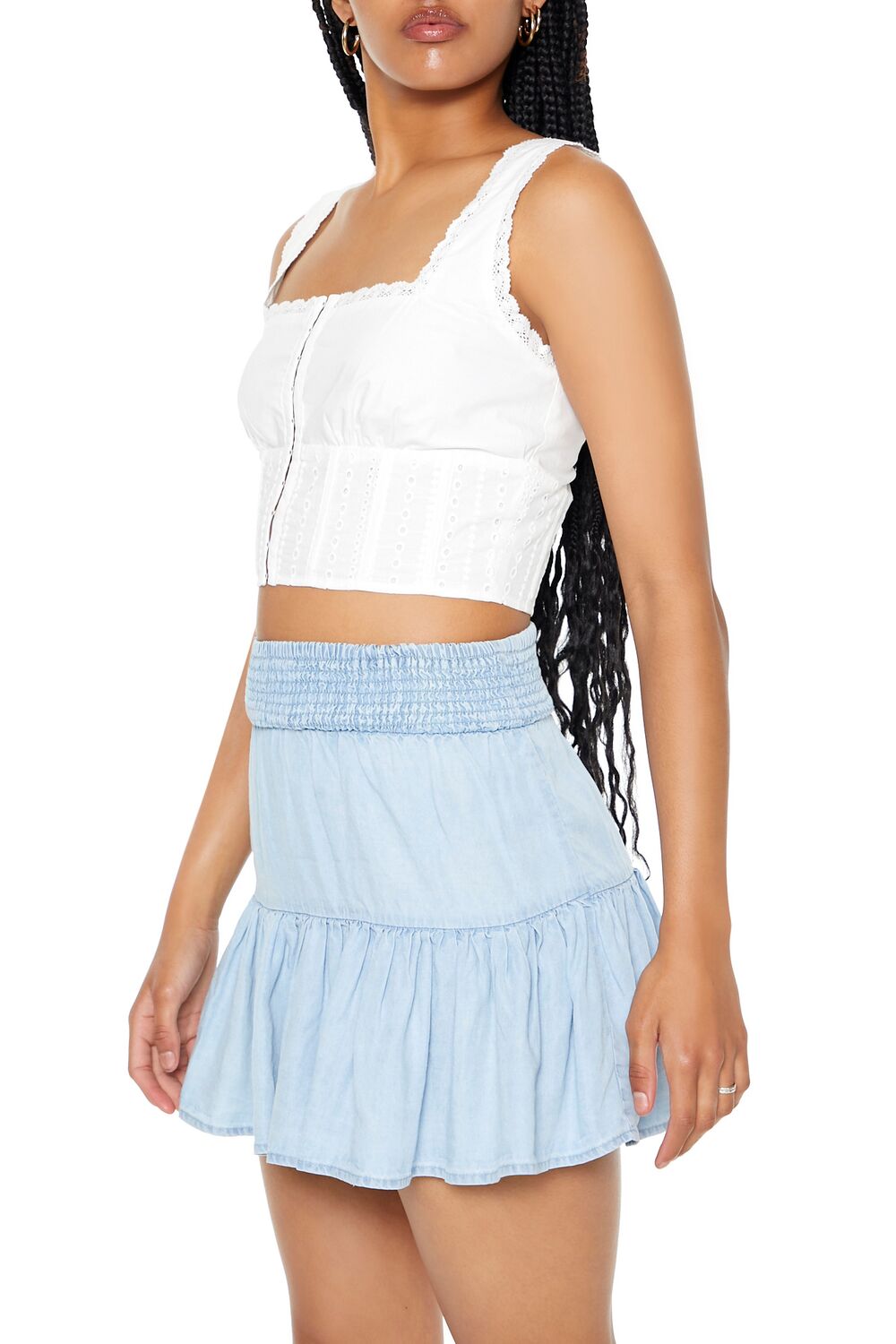 Lace-Trim Corset Crop Top - Image 2