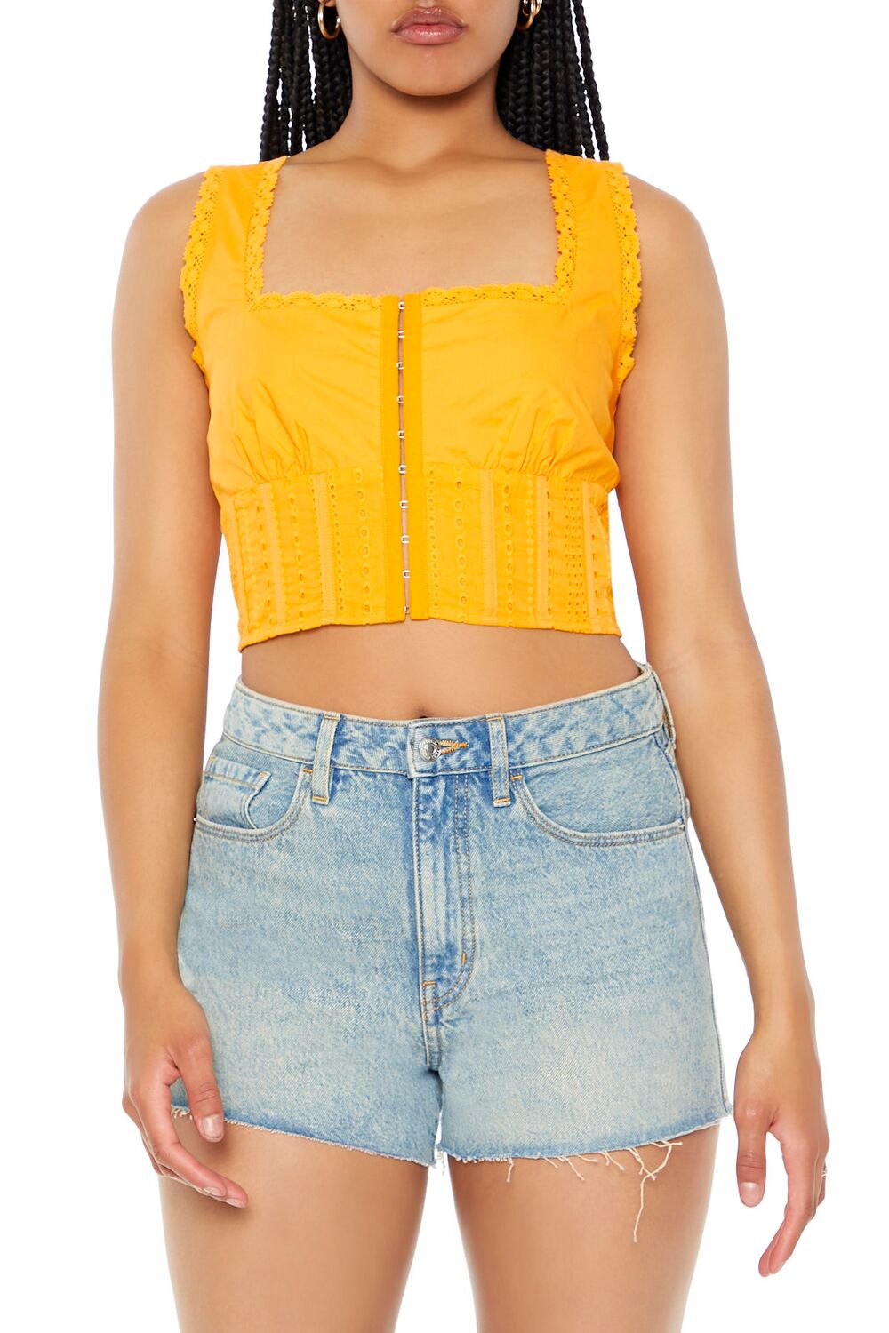 Lace-Trim Corset Crop Top - Image 6