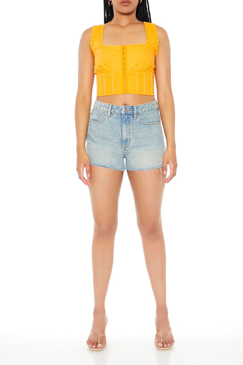 Lace-Trim Corset Crop Top - Image 9