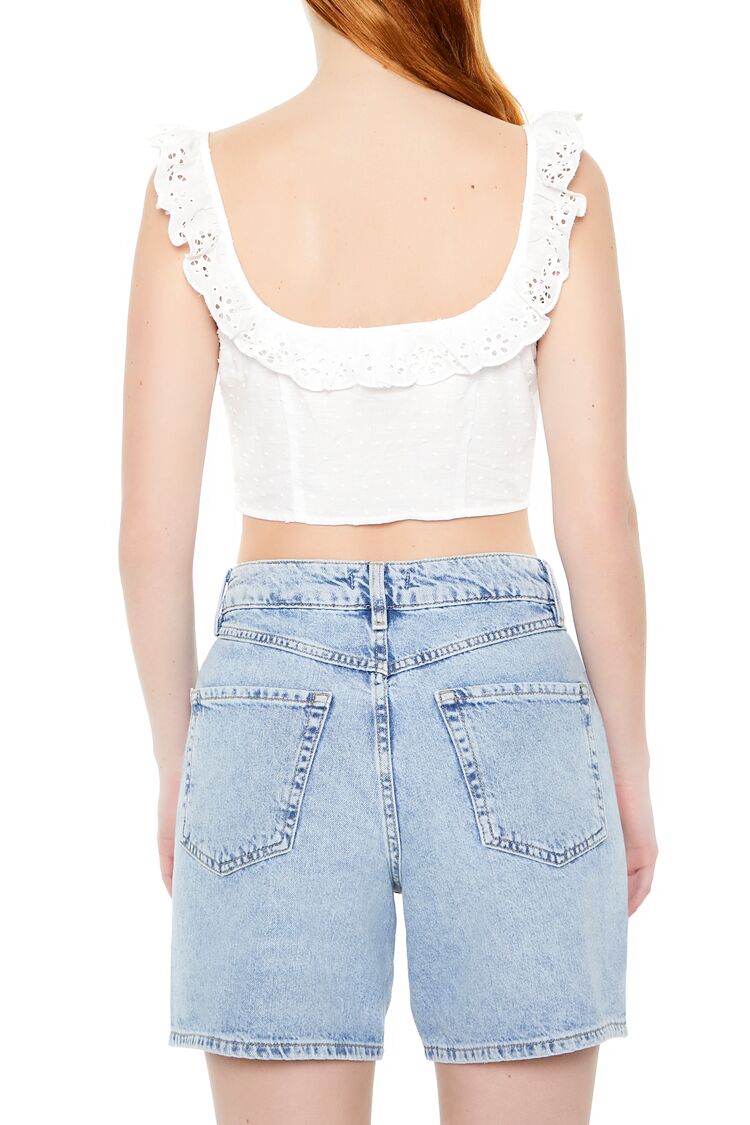 Eyelet Ruffle-Trim Crop Top - Image 3