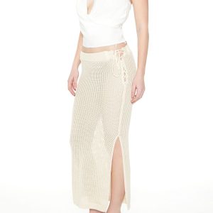 Crochet Lace-Up Maxi Skirt